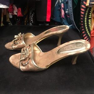 Gold Monogram Coach Heels